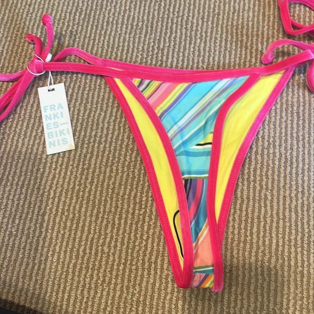 NWT FRANKIES bikini hazel shine bottom in rainbow swirl size XL